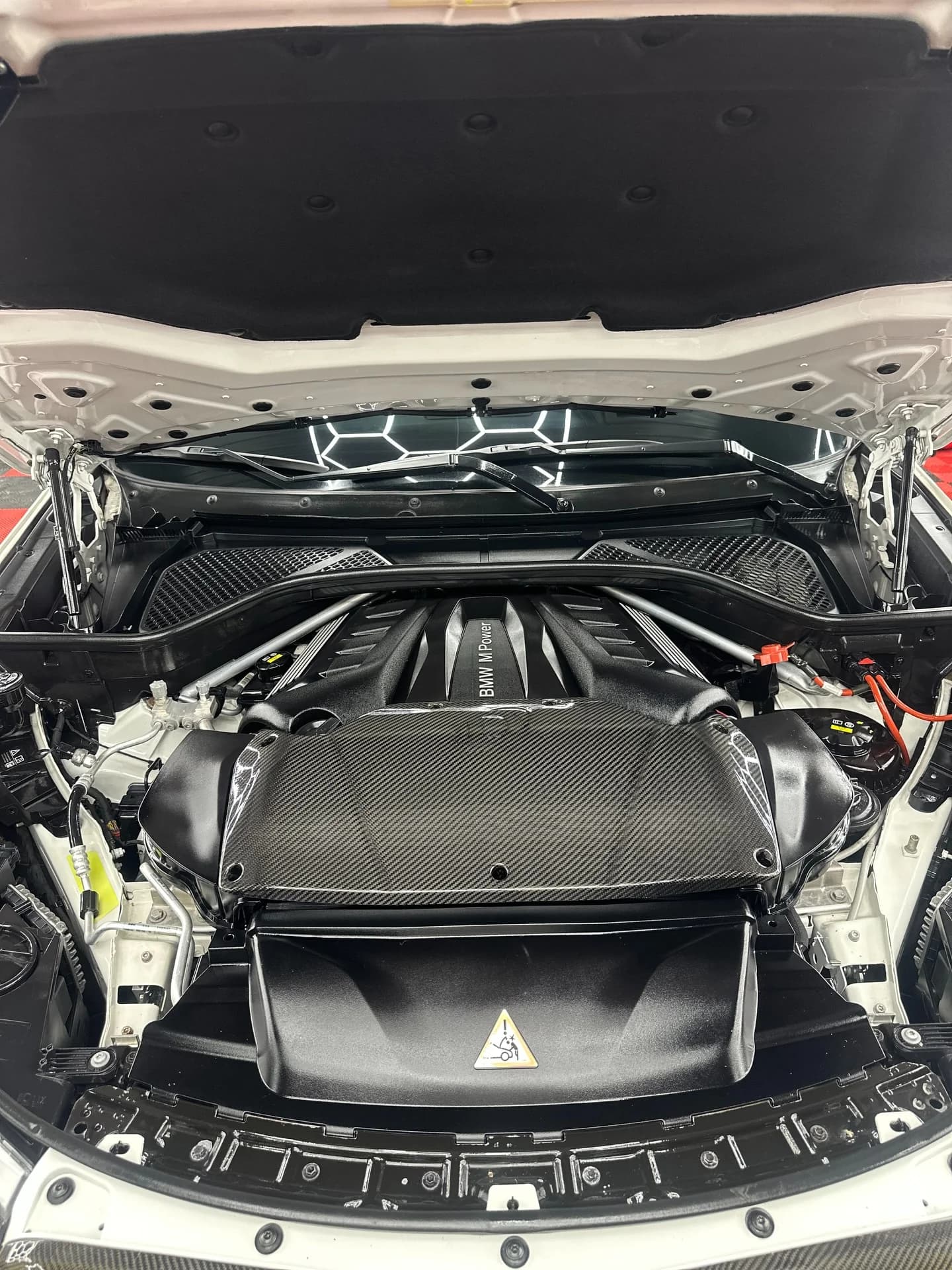 BMW X6M engine bay after complete detail