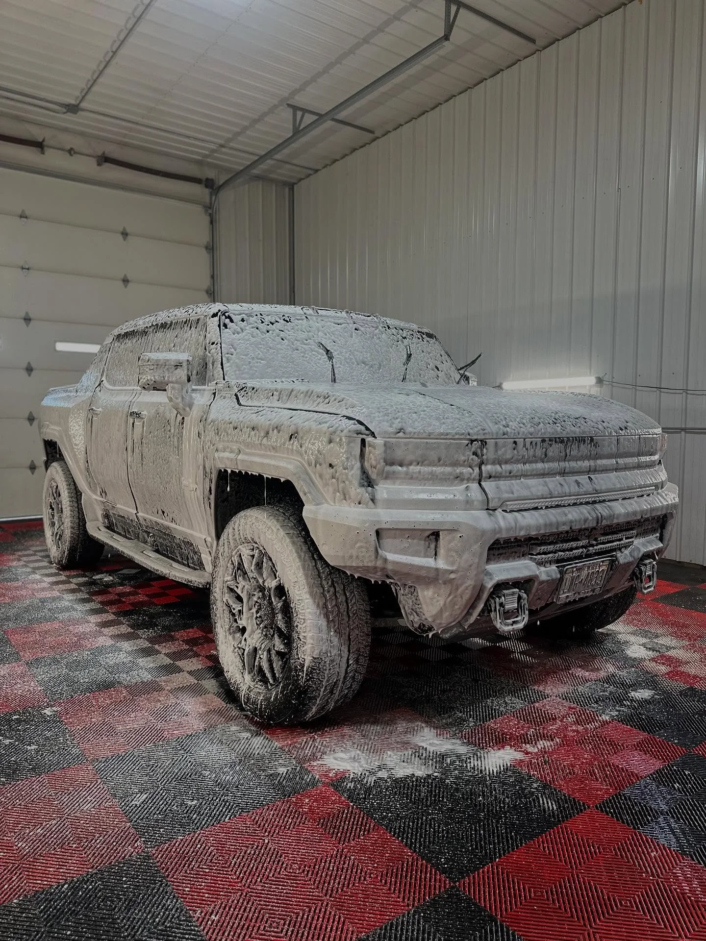 Hummer EV foam wash mobile detailing Amherst NY - luxury electric truck prep